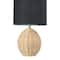 20&#x22; Natural Boho Woven Rattan Table Lamp with Black Linen Shade
